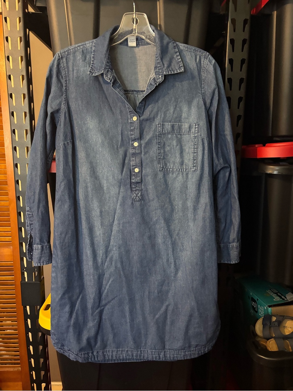 Old Navy Blue Denim Button-Down Shirt Dress